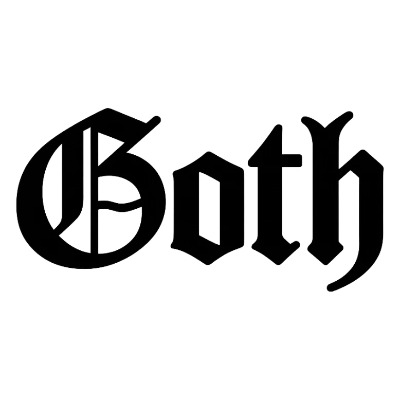 the word 'Goth' in classic blackletter gothic calligraphy, only text, no decoration sticker