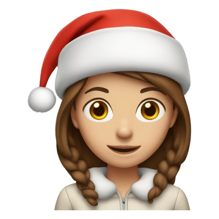 Girl with brown hair in Santa hat sticker