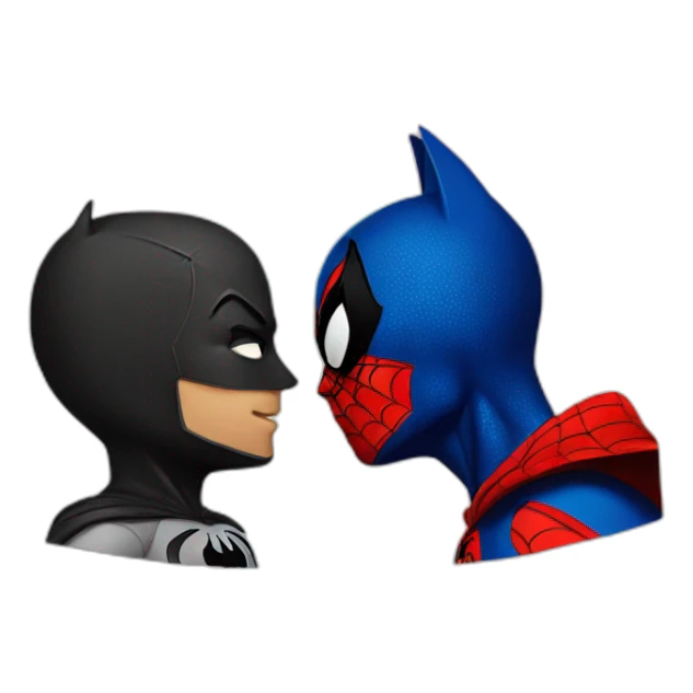 spiderman and batman pretending to kiss sticker