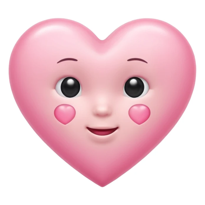 A baby pink heart shape in iOS emoji style, 3D icon, plastic texture, soft reflection, minimalist design. sticker