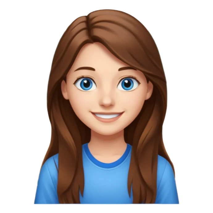 high school class room with a pretty female high school student with long brown hair, blue eyes sticker