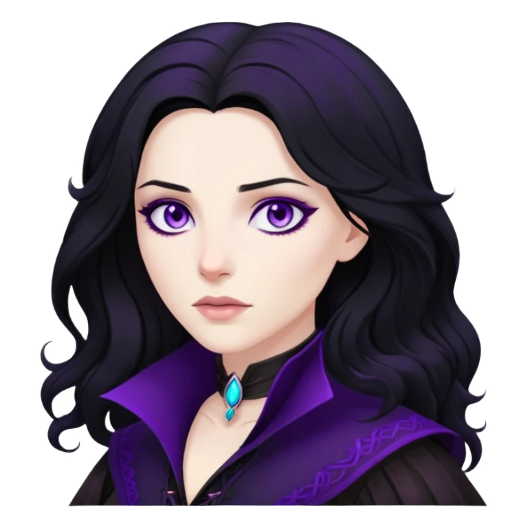 Yennefer from Witcher with black hair and purple eyes sticker