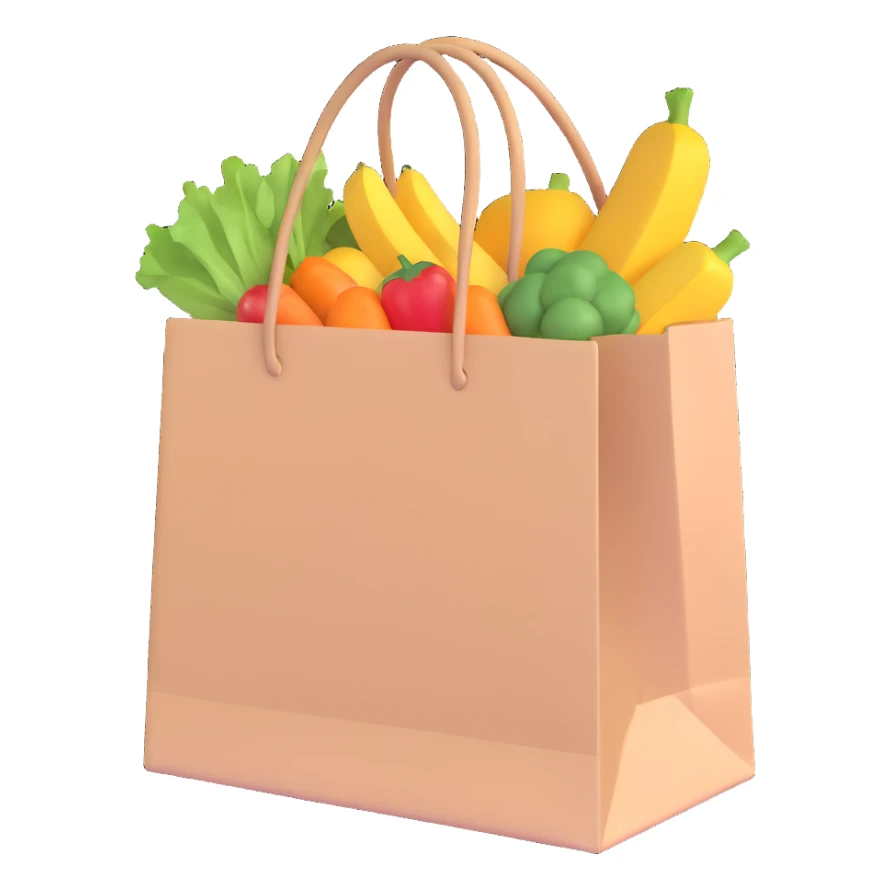 a shopping bag full of food sticker