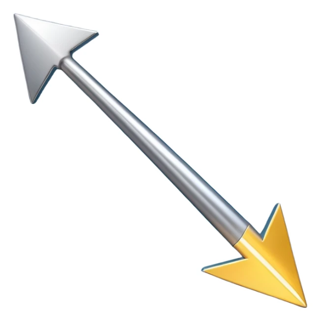 "iOS-style 3D emoji: a bold upward arrow emerging from a glowing base, with metallic edges and bright highlight." sticker