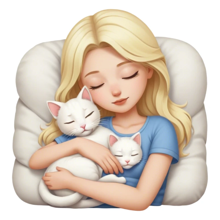 White kitty sleeping on blonde white girl's lap sticker