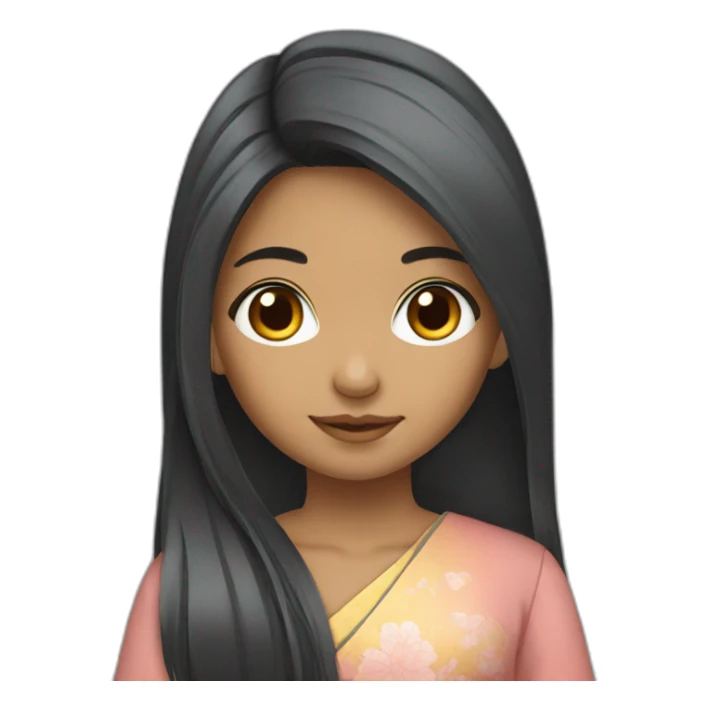 Japanese indian girl long hair sticker