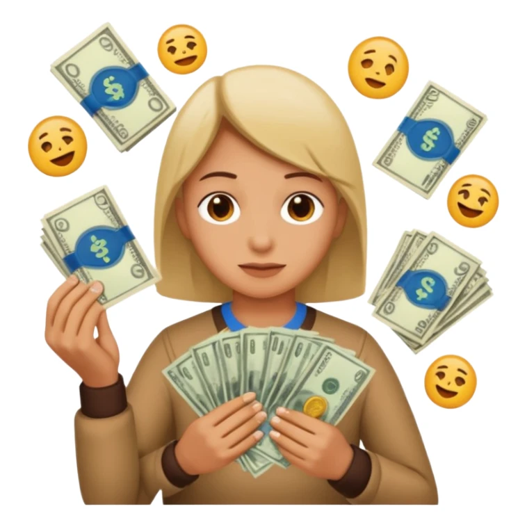 A caring parent counting money with family icons emoji sticker