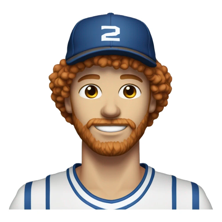 35 year old, male, short curly red hair, pale complexion, beard, blue eyes, basketball hat sticker