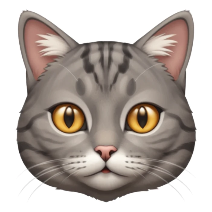 A high-resolution photo-realistic digital illustration of a solid grey tabby cat, chest upward sticker