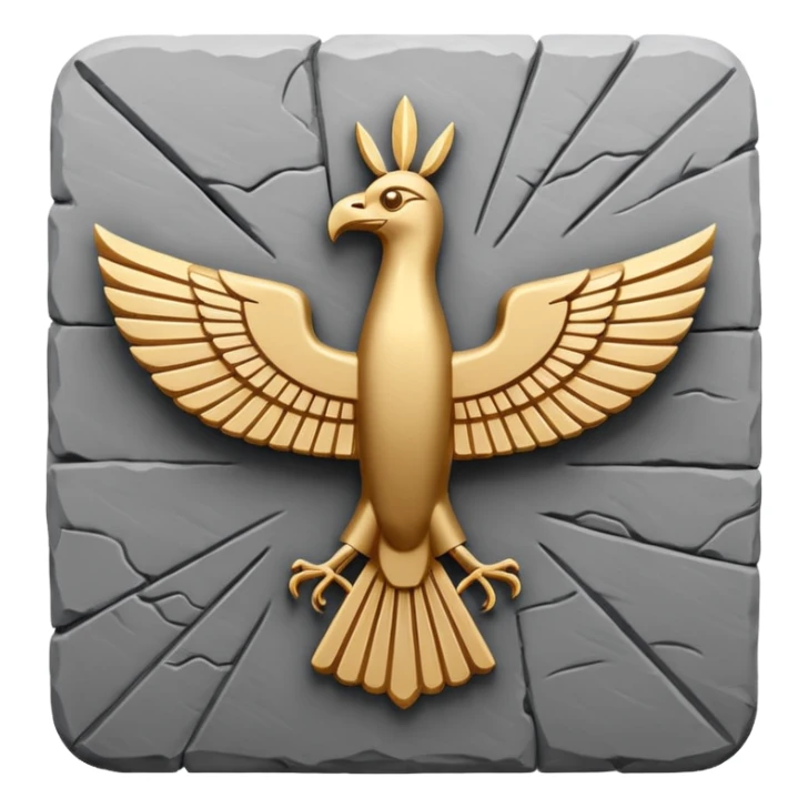 Minimal Faravahar-inspired ancient glyph,
Unicode-like pictogram similar to 𓄂𓆃,
abstract, single-symbol design,
monochrome, flat,
ancient carved sign,
no background, no text sticker