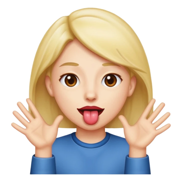 Tongue out with hands on the side sticker