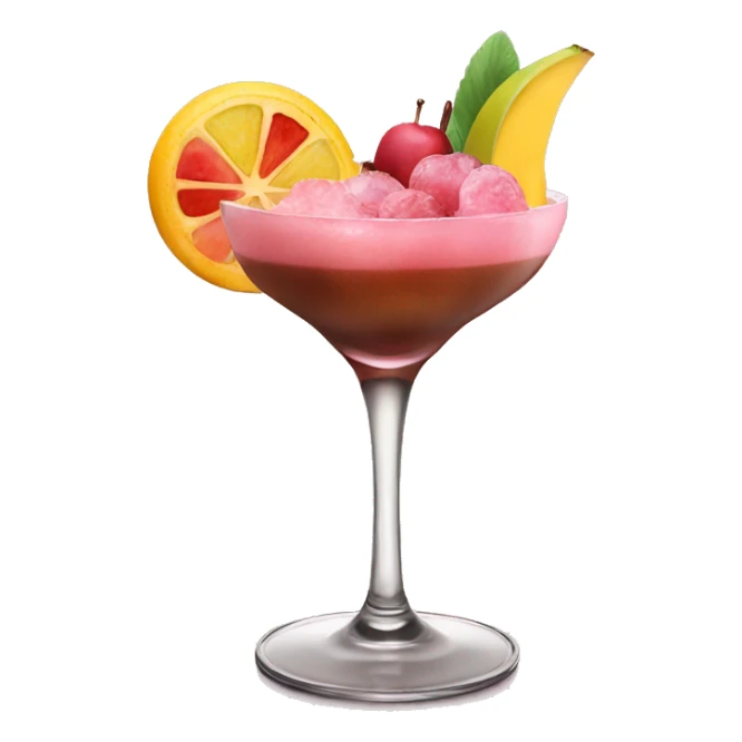 pink and brown cocktail with fruits on top sticker