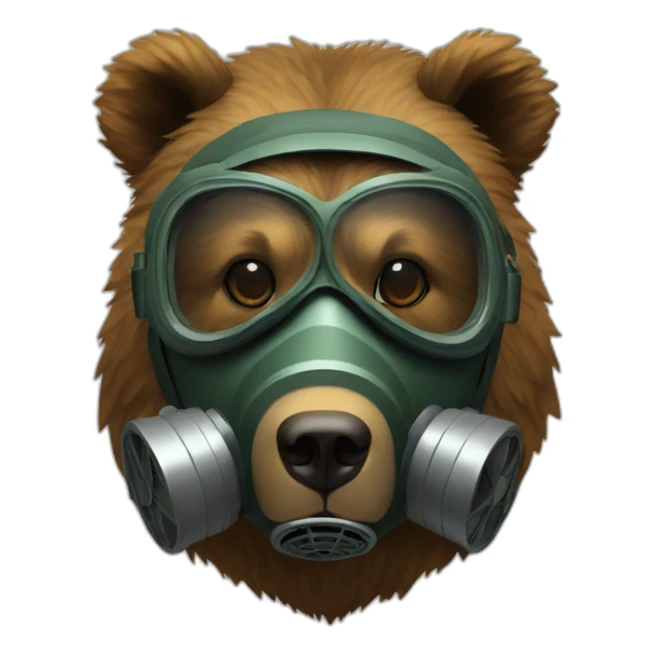 Grizzly head with Gas mask sticker