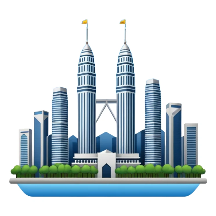 Kuala Lumpur Twin Towers, with a sunrise background sticker