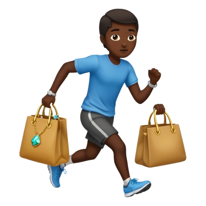 Thief running with stolen jewelry bag sticker
