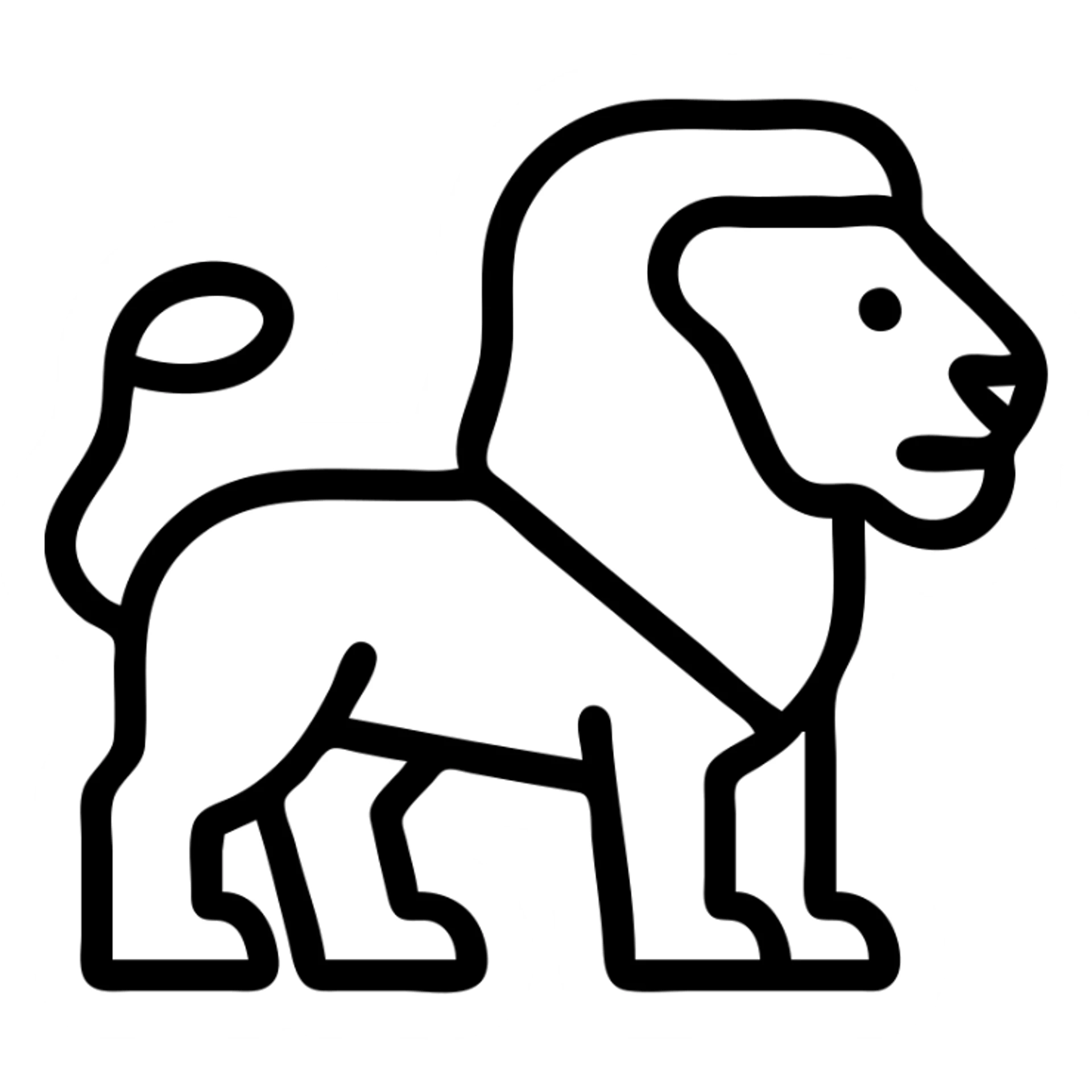 lion icon, outlined style, black lines, no fill sticker