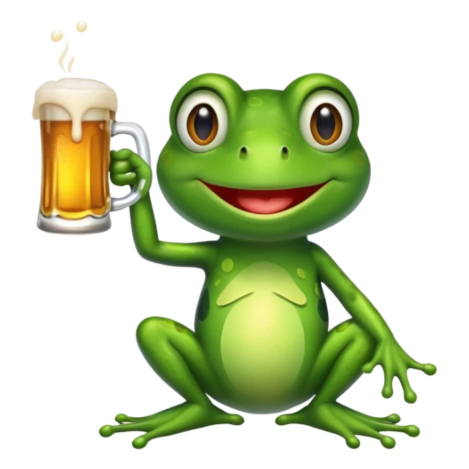 cartoon frog holding a beer mug sticker