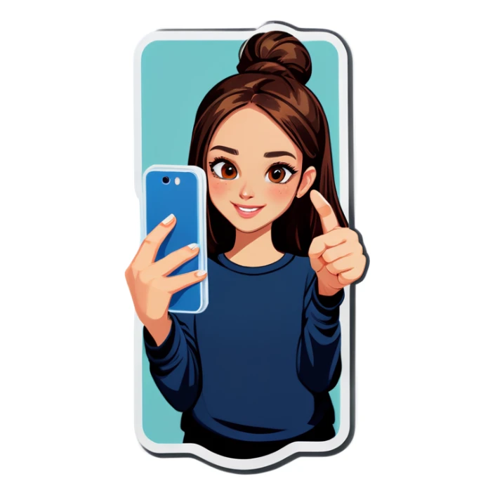 Girl taking mirror selfie sticker