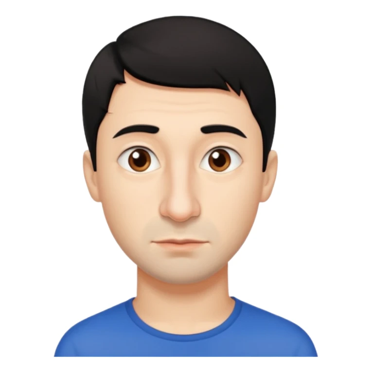 A black haired russian man, with short hair and a big nose. Brown eyes and thin lips sticker