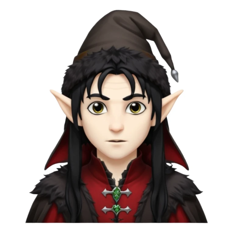 Male long hair vampire elf with furry hat sticker