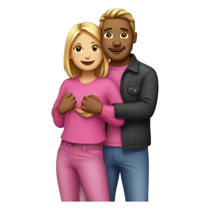 A guy and a girl hugging dressed in all pink sticker