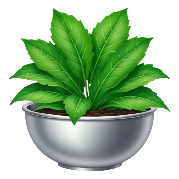 greel leaf plant in silver bowl sticker