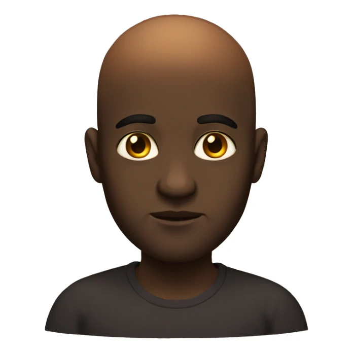 dark-skinned, with honey-colored eyes, bald, little beard and a little overweight sticker
