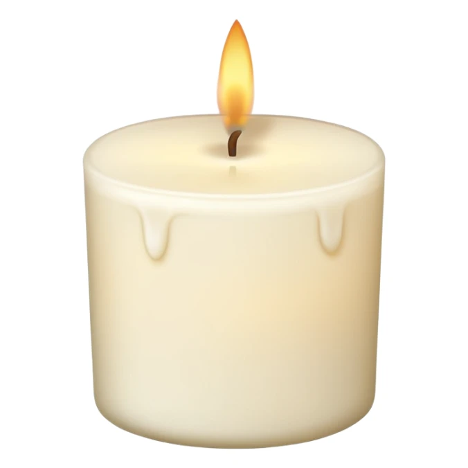 minimal flat emoji of a white or cream scented candle with three wicks, soft warm glow, clean vector style, elegant and modern, transparent background sticker