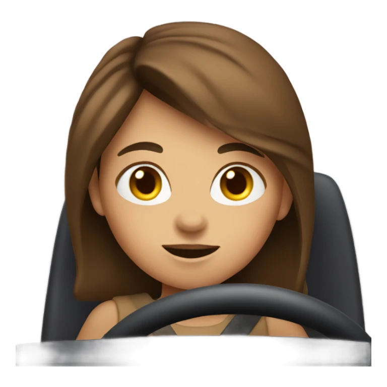 brown hair girl driving car sticker