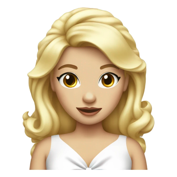 coquette blonde with bow on hair and white ress sticker