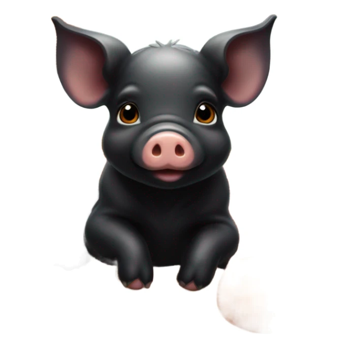 cute baby black pig lying on the pumpkin farm sticker