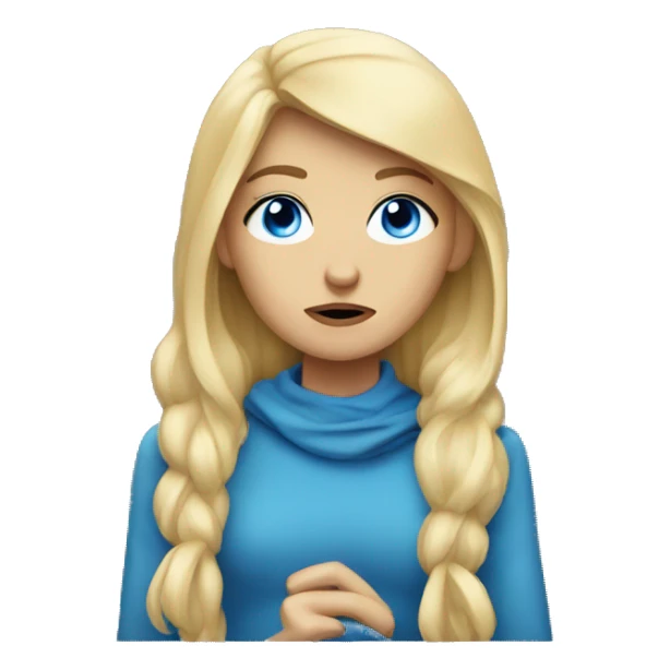 frowning blonde girl with blue eyes sticker