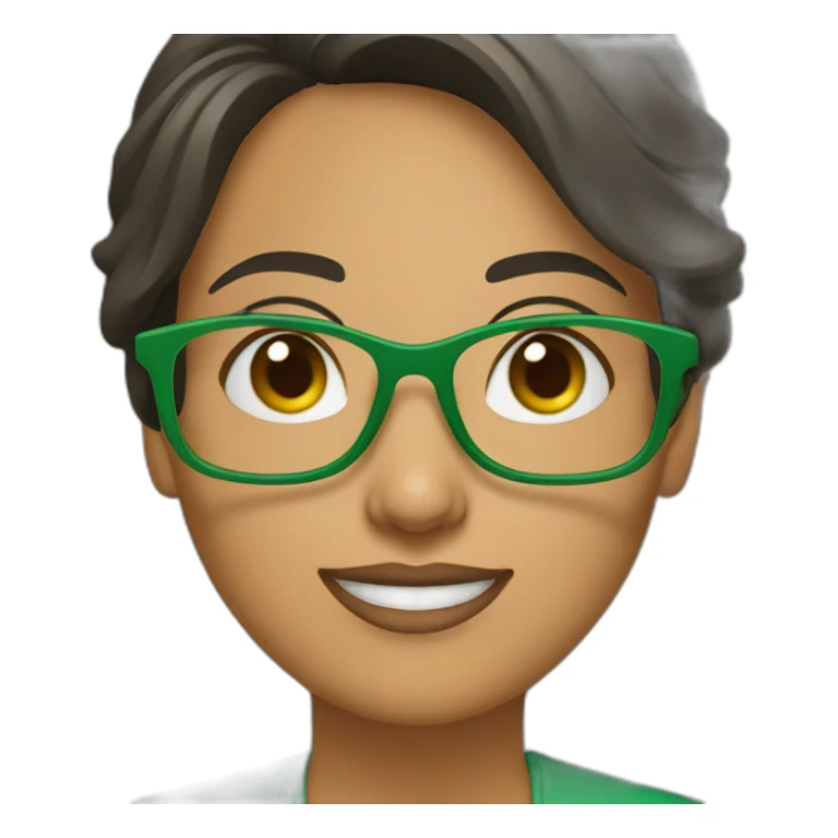 female latino teacher with green glasses sticker