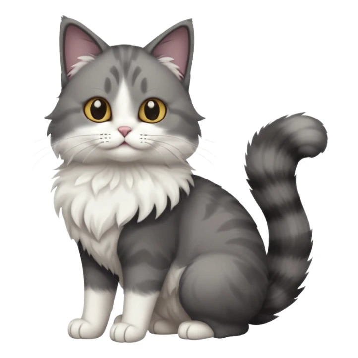 full body half dark grey and half white cat with white front legs sticker