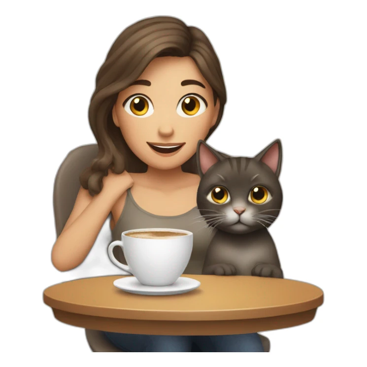Girl with two cats and a cup of coffee sticker