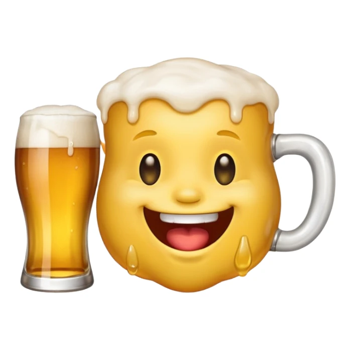 Yellow drooling face emoji with beer glass sticker