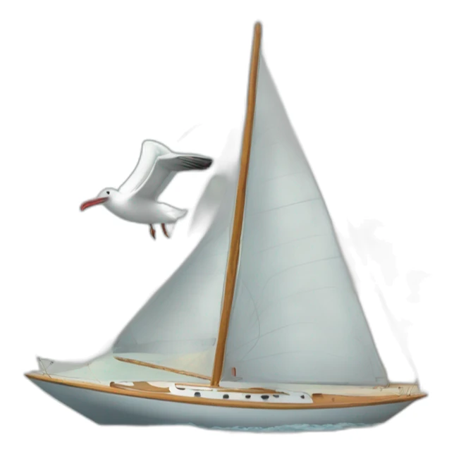 Two small albatross flying on sailboat where is the sail? sticker