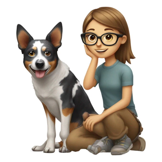 Girl with Australia cattle dog and glasses sticker