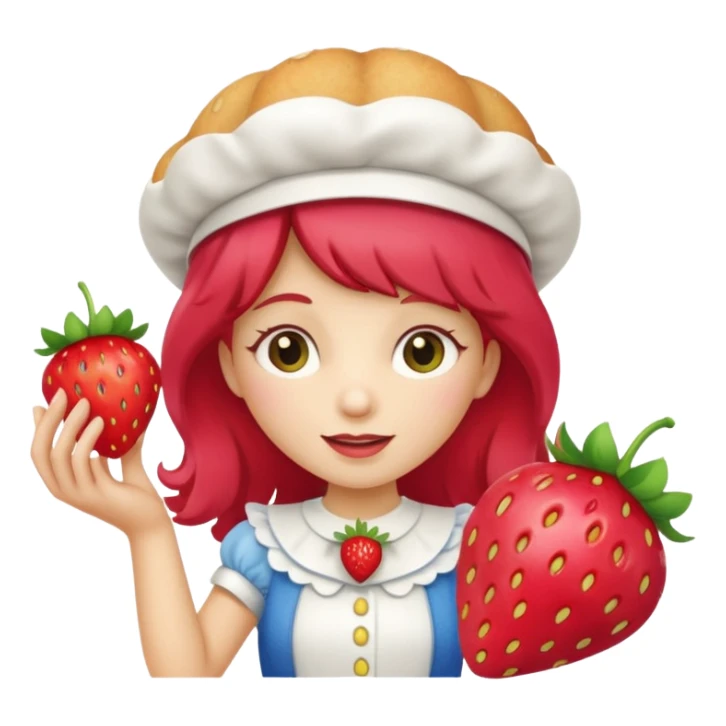Vintage cartoon character strawberry shortcake hold a strawberry sticker