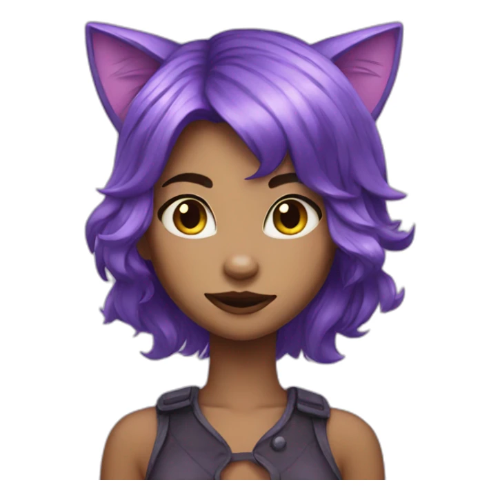 catgirl purple hair sticker