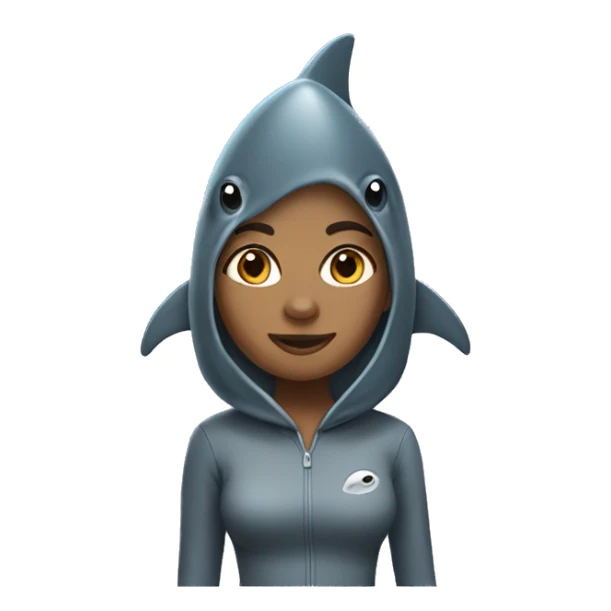 girl wearing shark costume sticker
