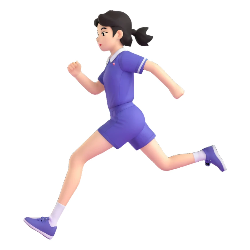Japanese female high school student in PE uniform running on track sticker