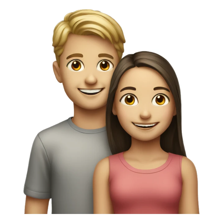 smiling girl and boy portrait sticker