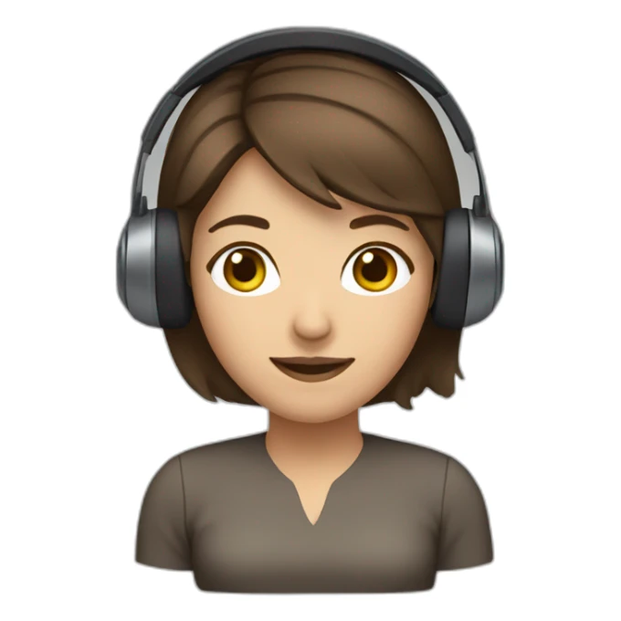 headset woman, brown hair sticker