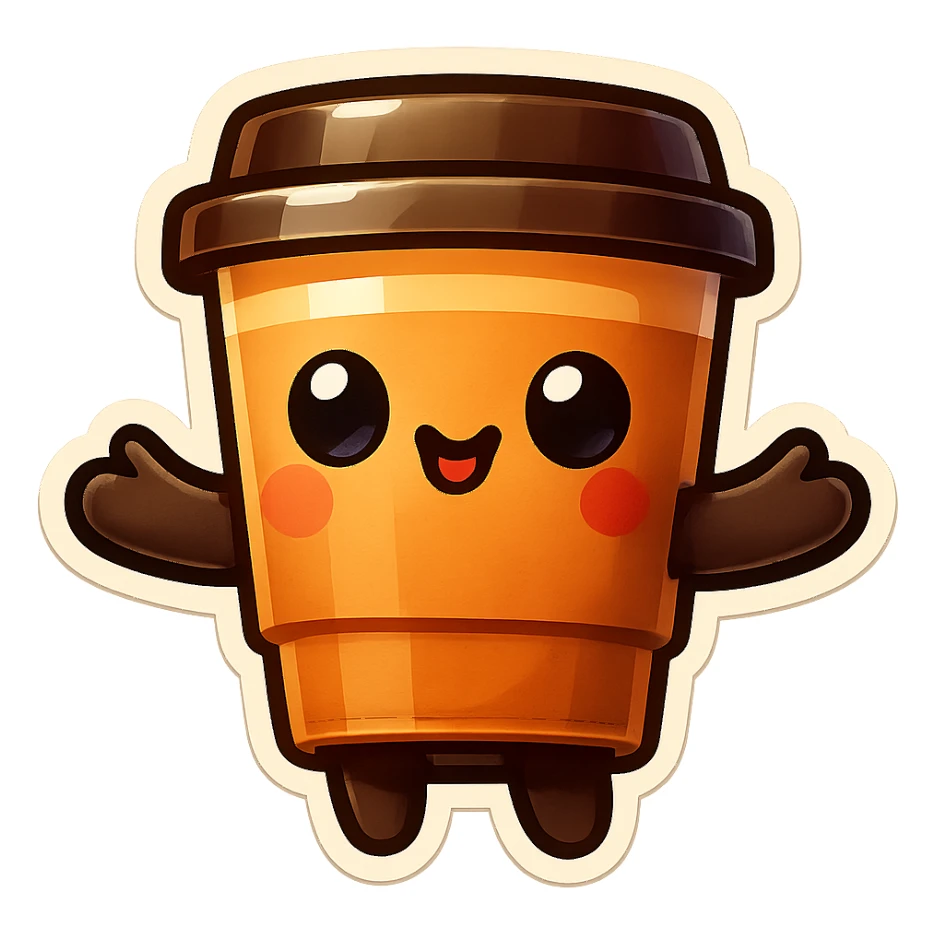 Tall coffee cup, offerring hug sticker