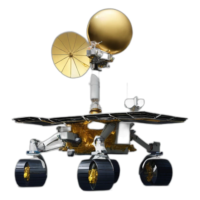 Yutu rover, four-wheeled, small golden Satellite Antenna and two robotic Arms equiped sticker