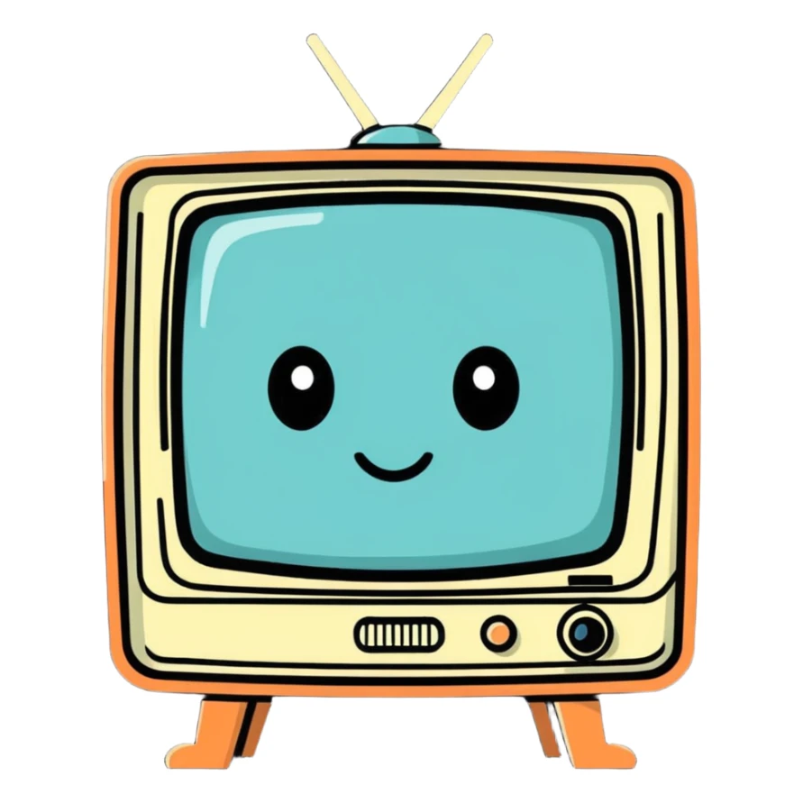 a retro television as a man's head, quirky expression sticker