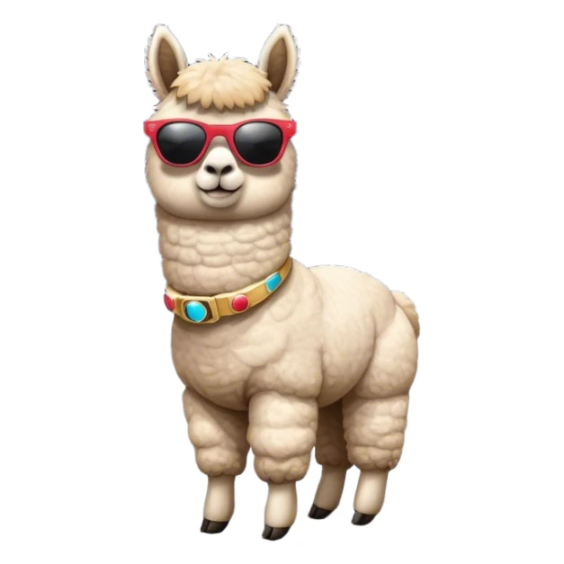 alpaca with sunglasses on landed on the moon sticker