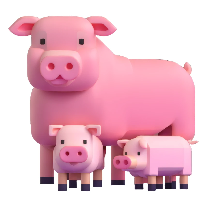 Minecraft style sheep and a blocky pig friend together sticker