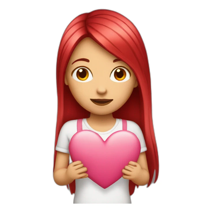 girl-long-straight-rosered-hair-holding-heart sticker